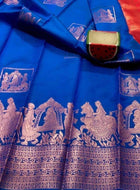 Litchi Silk Saree Royal Blue