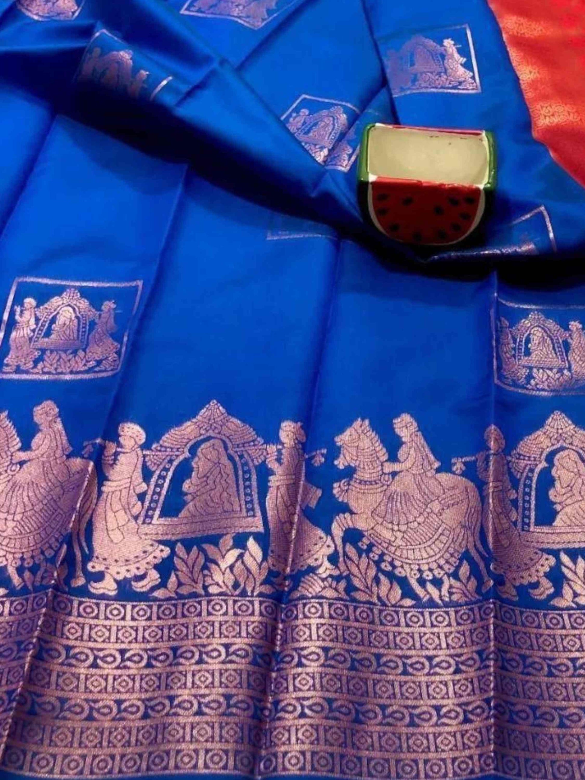 Litchi Silk Saree Royal Blue