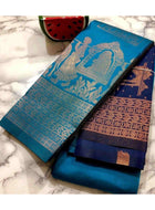 Litchi Silk Saree Sky Blue