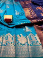 Litchi Silk Saree Sky Blue