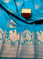 Litchi Silk Saree Sky Blue