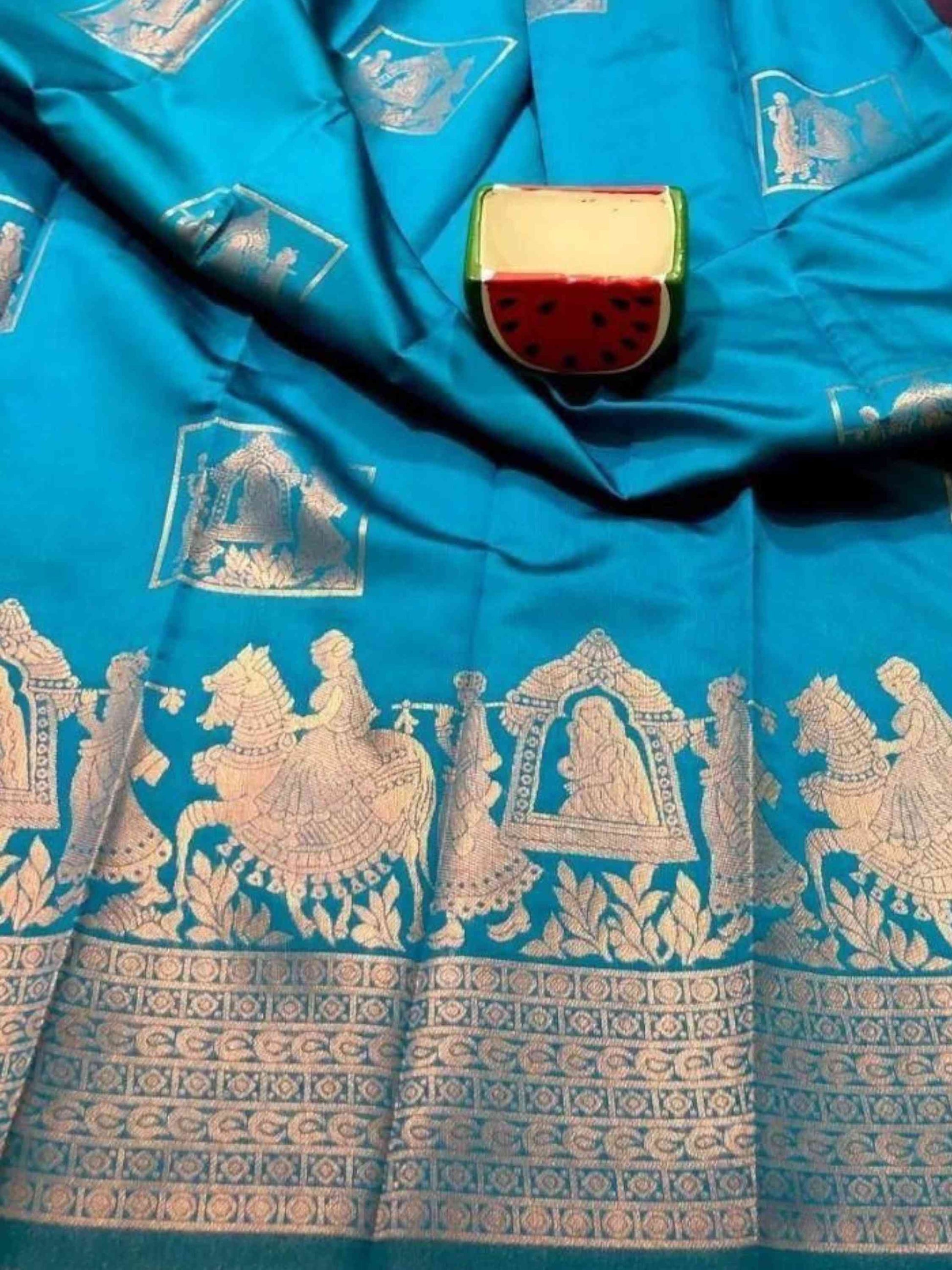Litchi Silk Saree Sky Blue