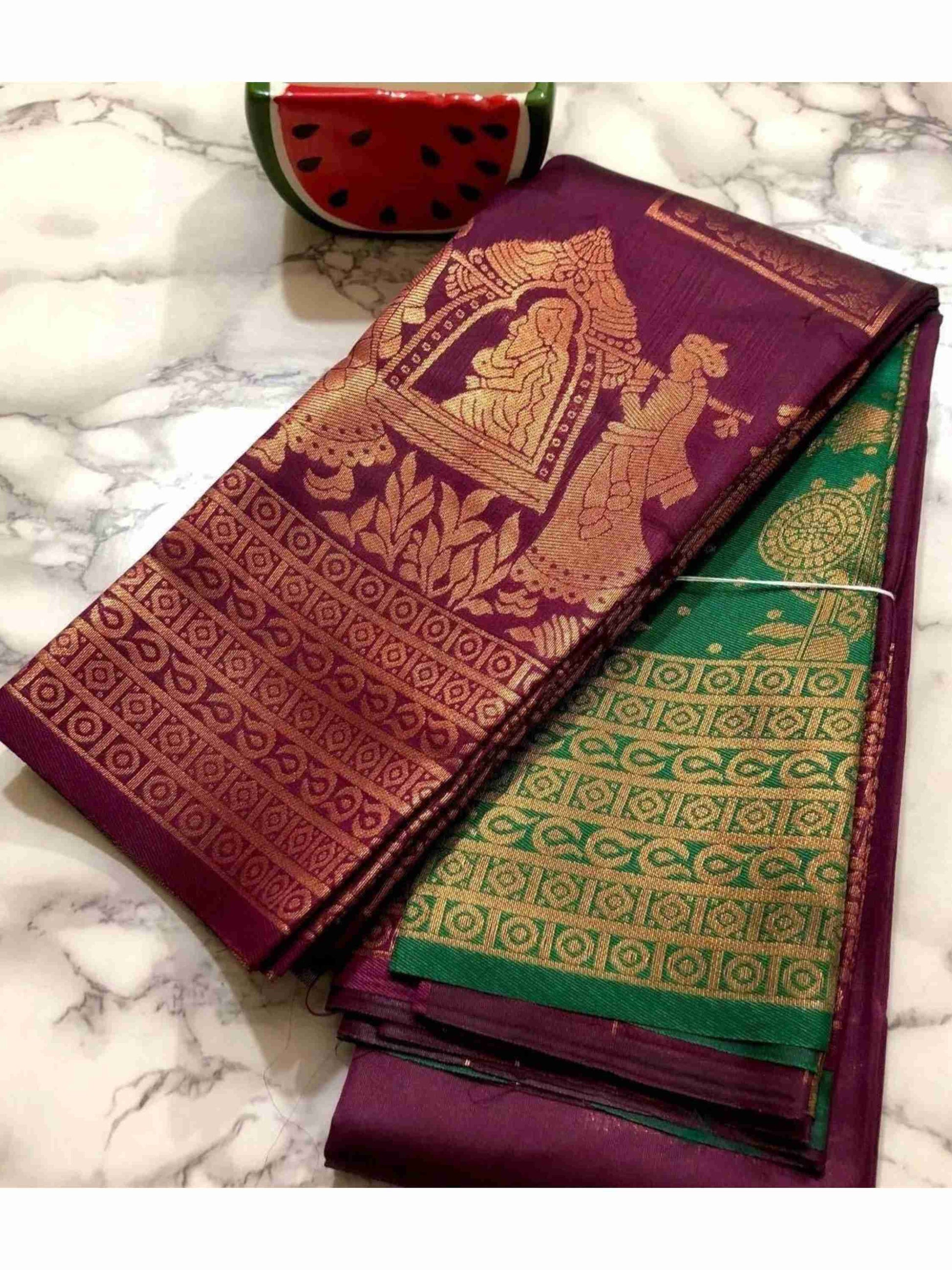 Litchi Silk Saree Wine
