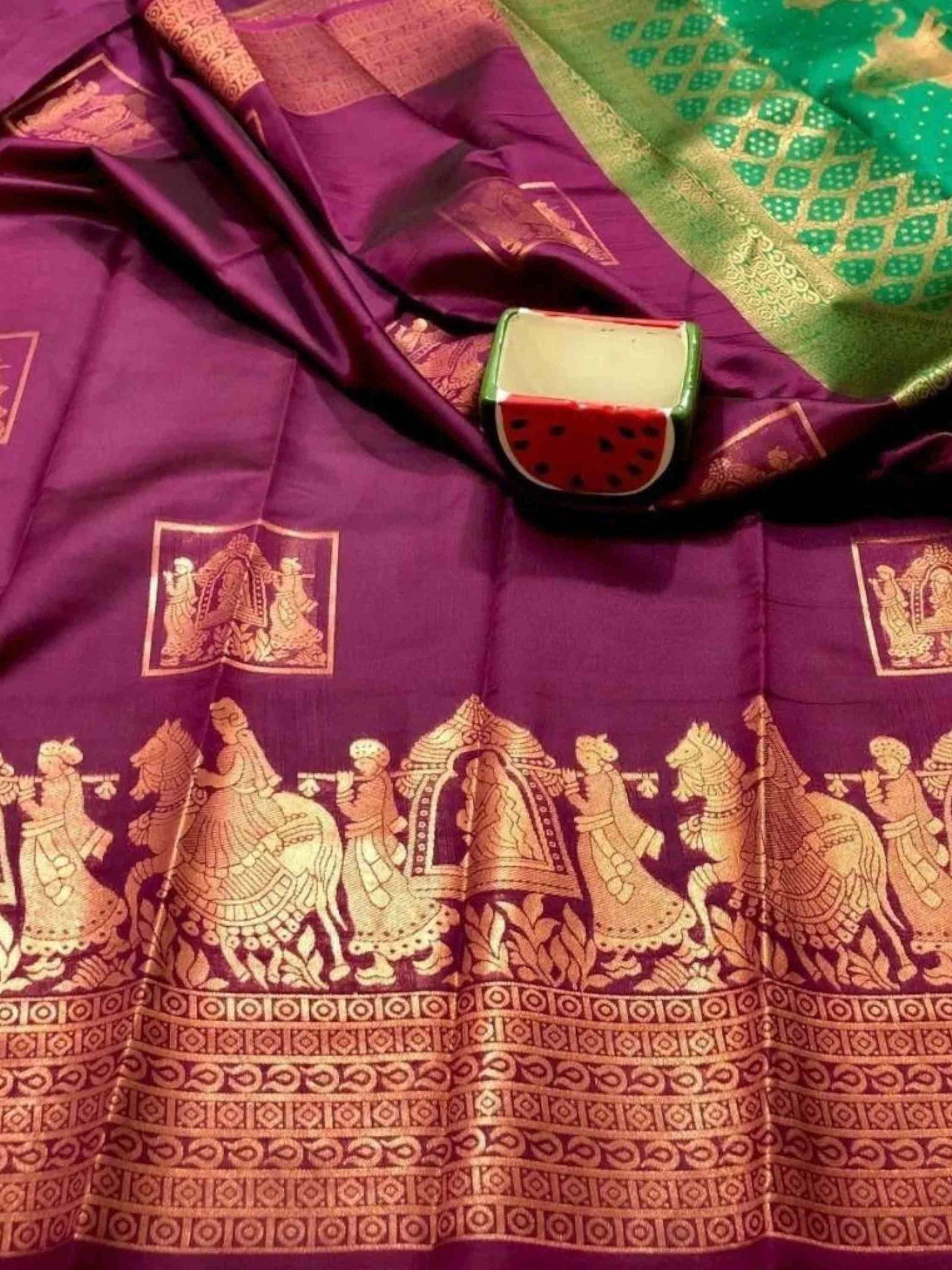 Litchi Silk Saree Wine