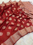 Maroon Banarasi Silk Saree