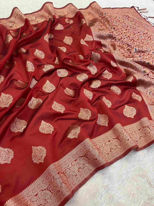 Maroon Banarasi Silk Saree
