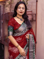 Maroon Dola Silk Cotton Saree