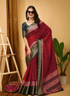 Maroon Dola Silk Cotton Saree