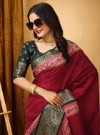 Maroon Dola Silk Cotton Saree