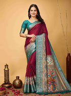 Maroon Dola Silk Cotton Saree