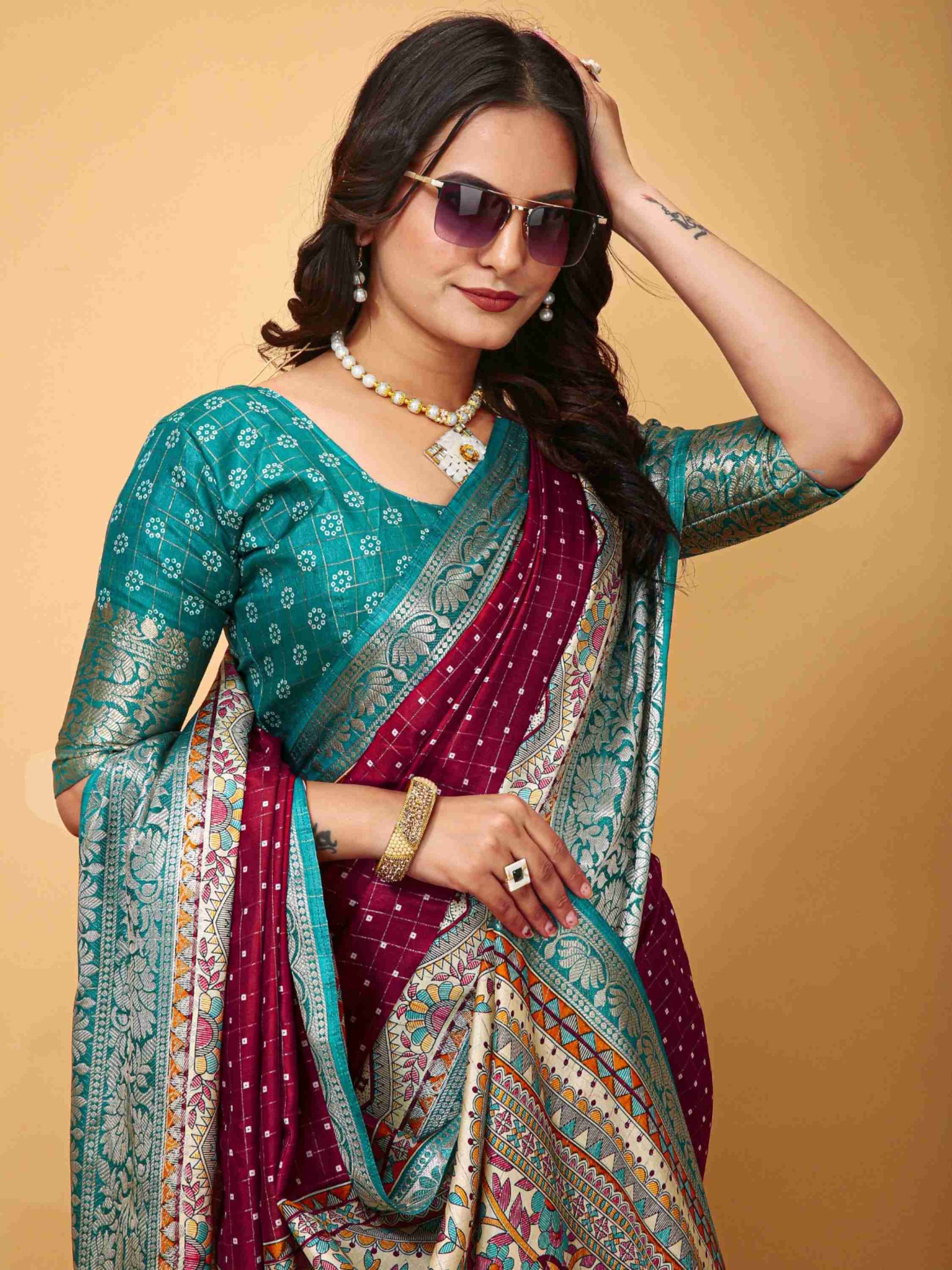 Maroon Dola Silk Cotton Saree