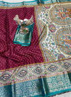 Maroon Dola Silk Cotton Saree