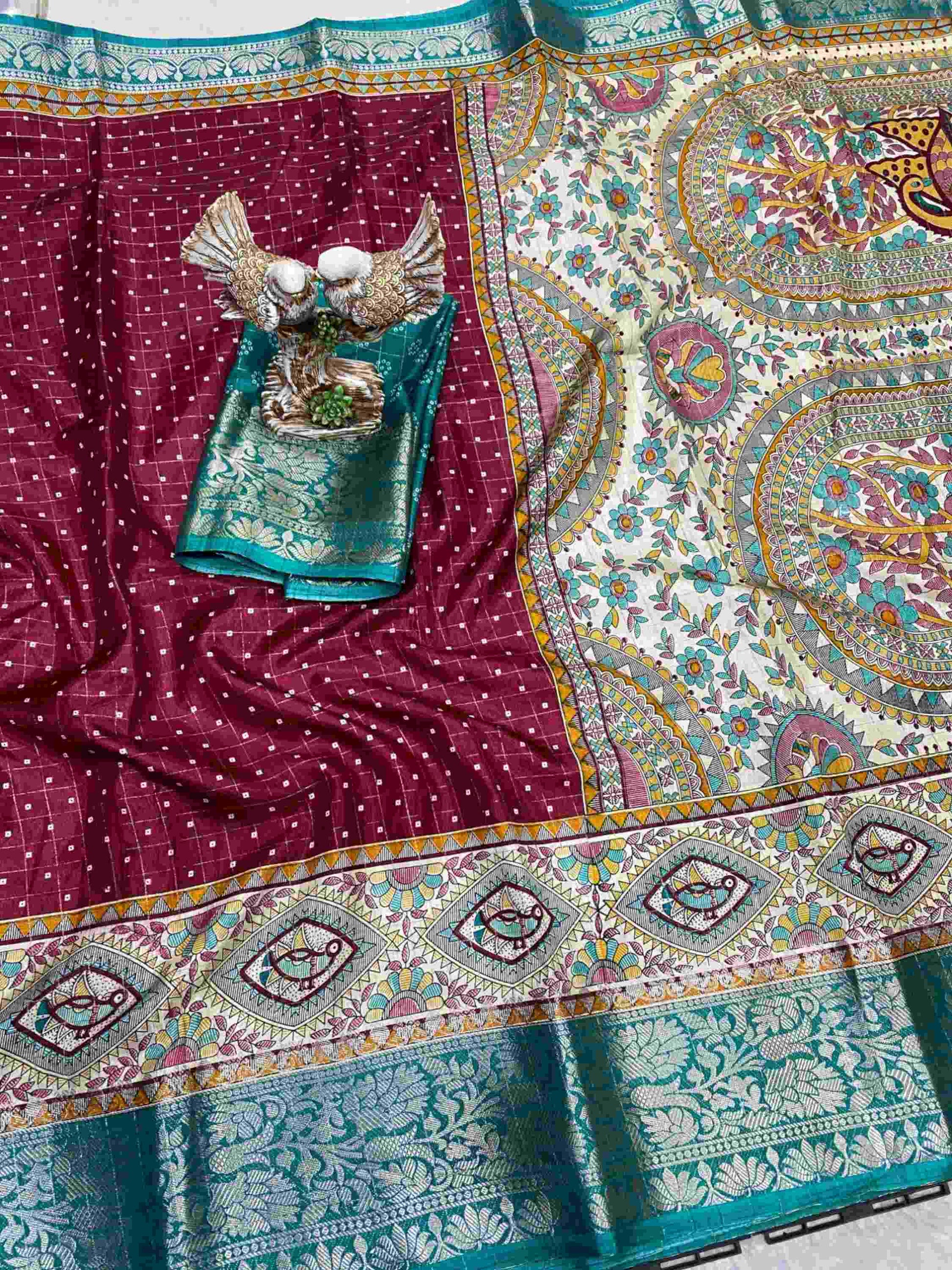 Maroon Dola Silk Cotton Saree