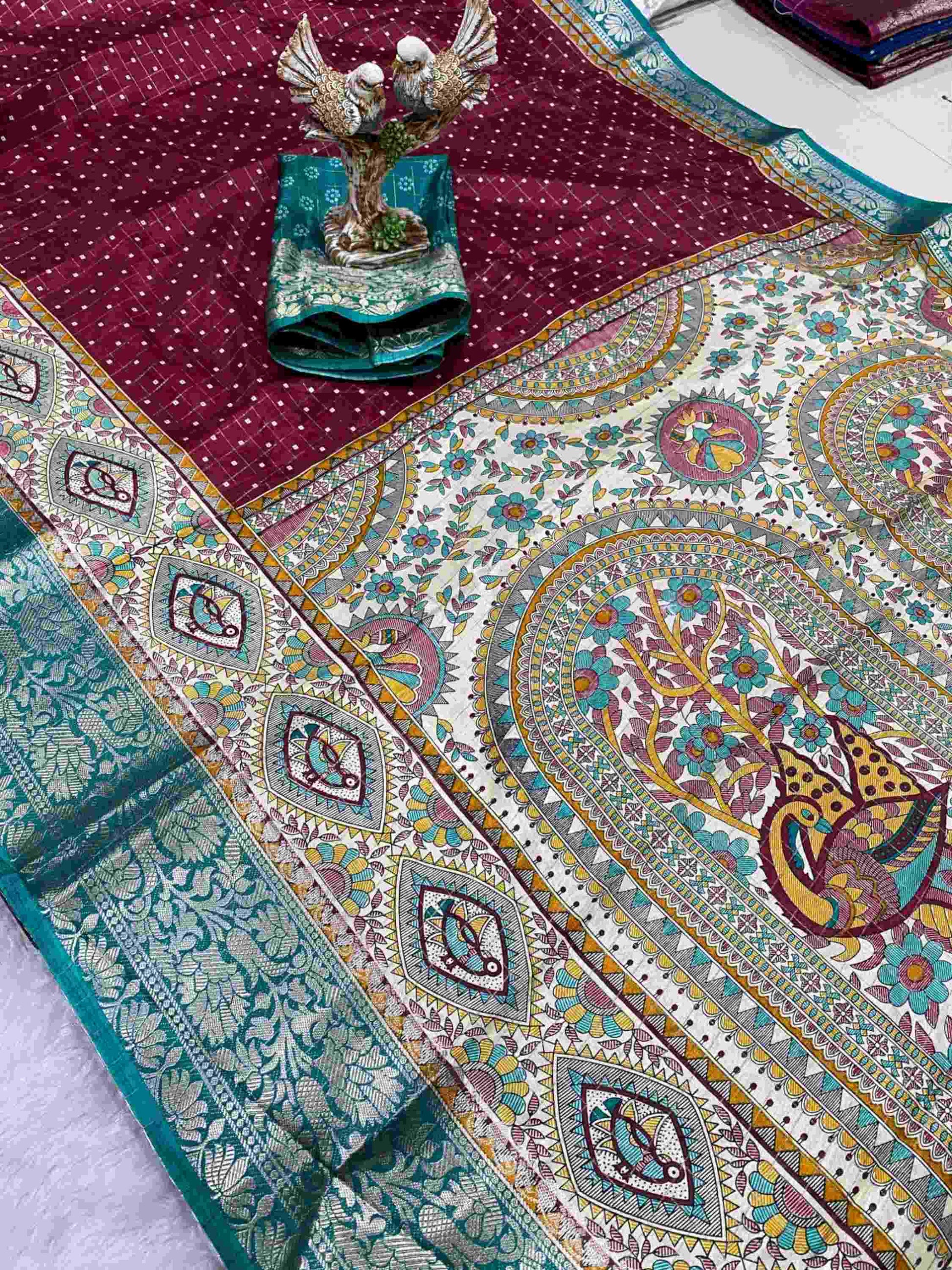 Maroon Dola Silk Cotton Saree