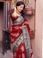 Maroon Dola Silk Cotton Saree