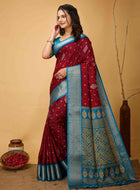 Maroon Dola Silk Saree