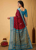 Maroon Dola Silk Saree