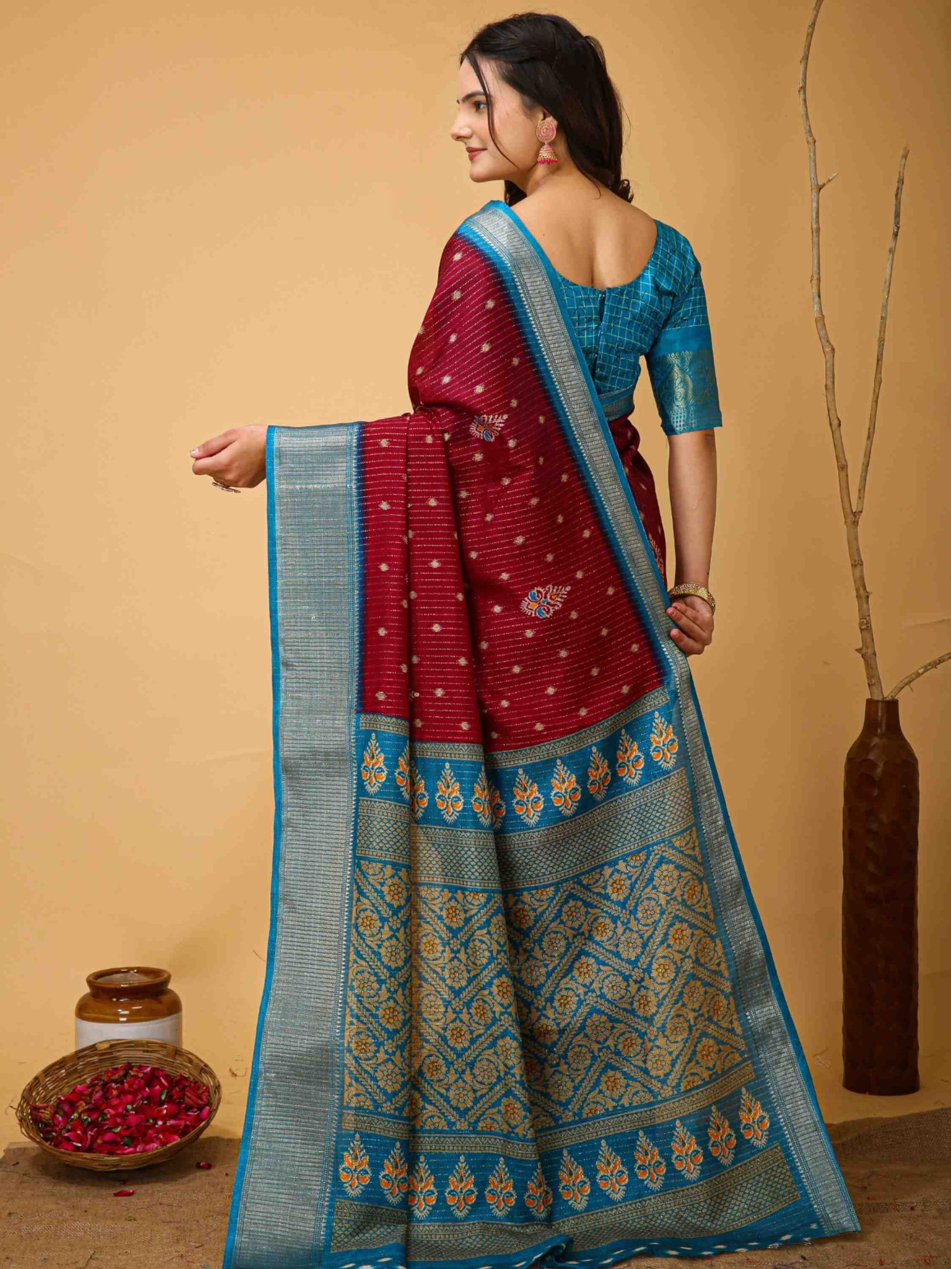 Maroon Dola Silk Saree