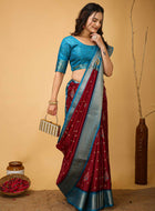 Maroon Dola Silk Saree