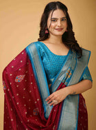 Maroon Dola Silk Saree