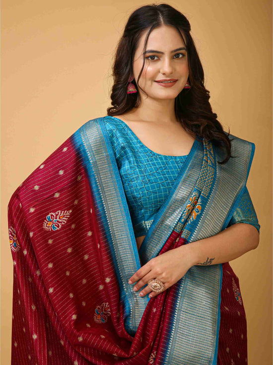 Maroon Dola Silk Saree