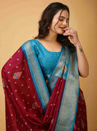 Maroon Dola Silk Saree