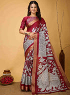 Maroon Handloom Cotton Saree