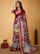 Maroon Handloom Cotton Saree
