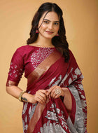 Maroon Handloom Cotton Saree