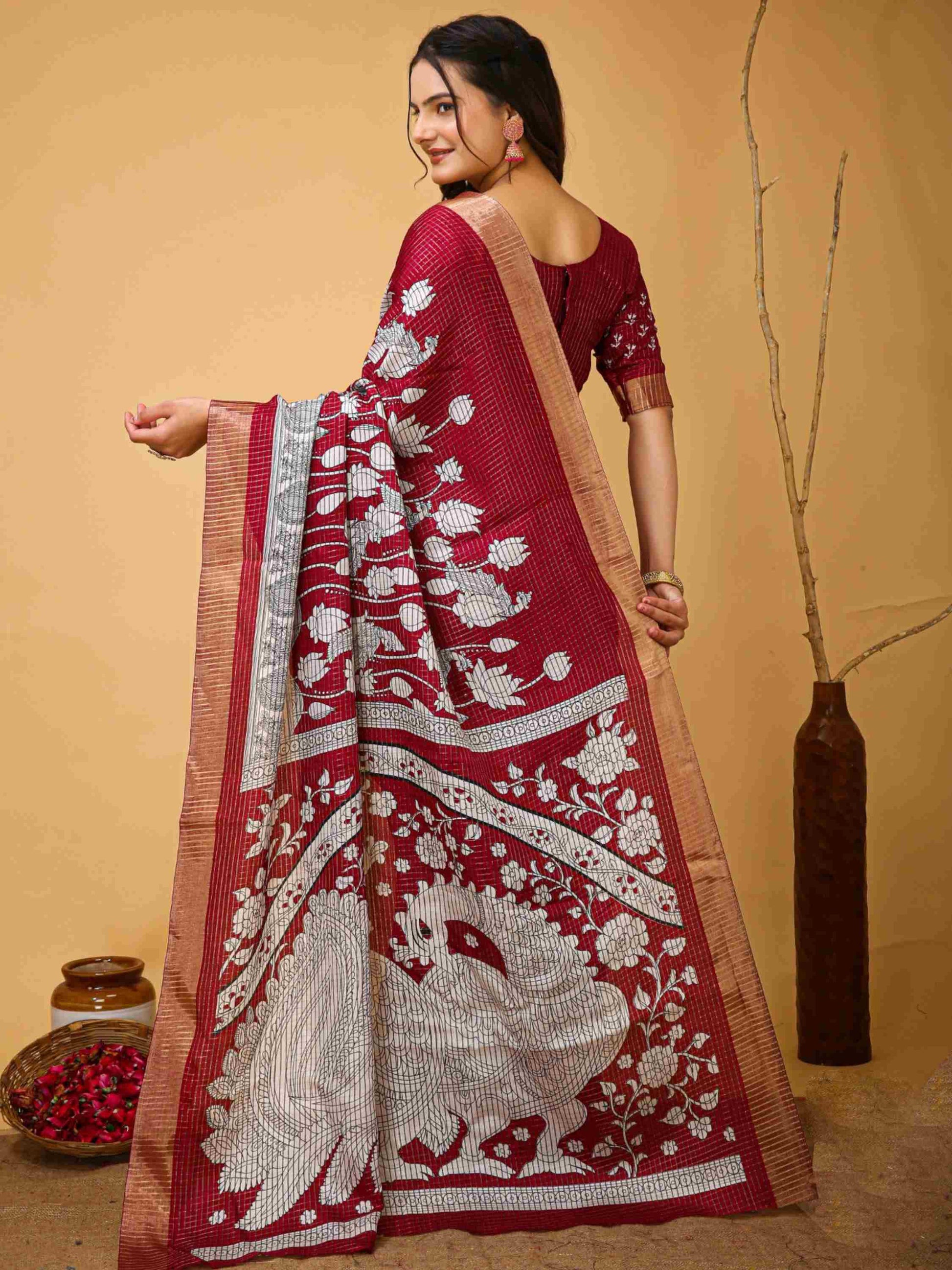 Maroon Handloom Cotton Saree