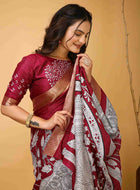Maroon Handloom Cotton Saree