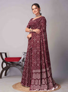 Maroon Jaipuri cotton saree