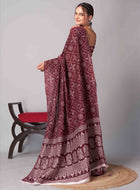 Maroon Jaipuri cotton saree