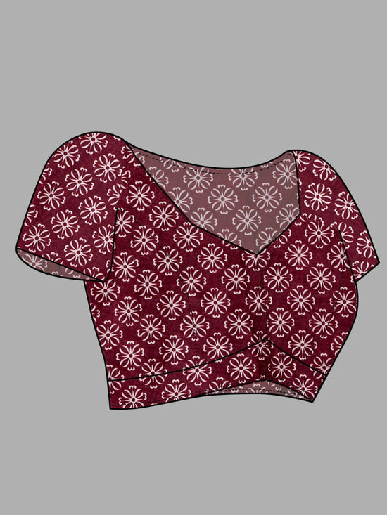 Maroon Jaipuri cotton saree