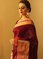 Maroon Organza Saree