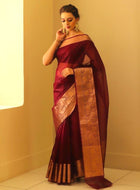 Maroon Organza Saree