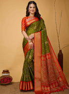 Mehandi Green Dola Silk Saree