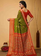 Mehandi Green Dola Silk Saree