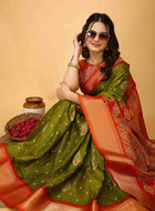 Mehandi Green Dola Silk Saree