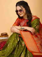 Mehandi Green Dola Silk Saree