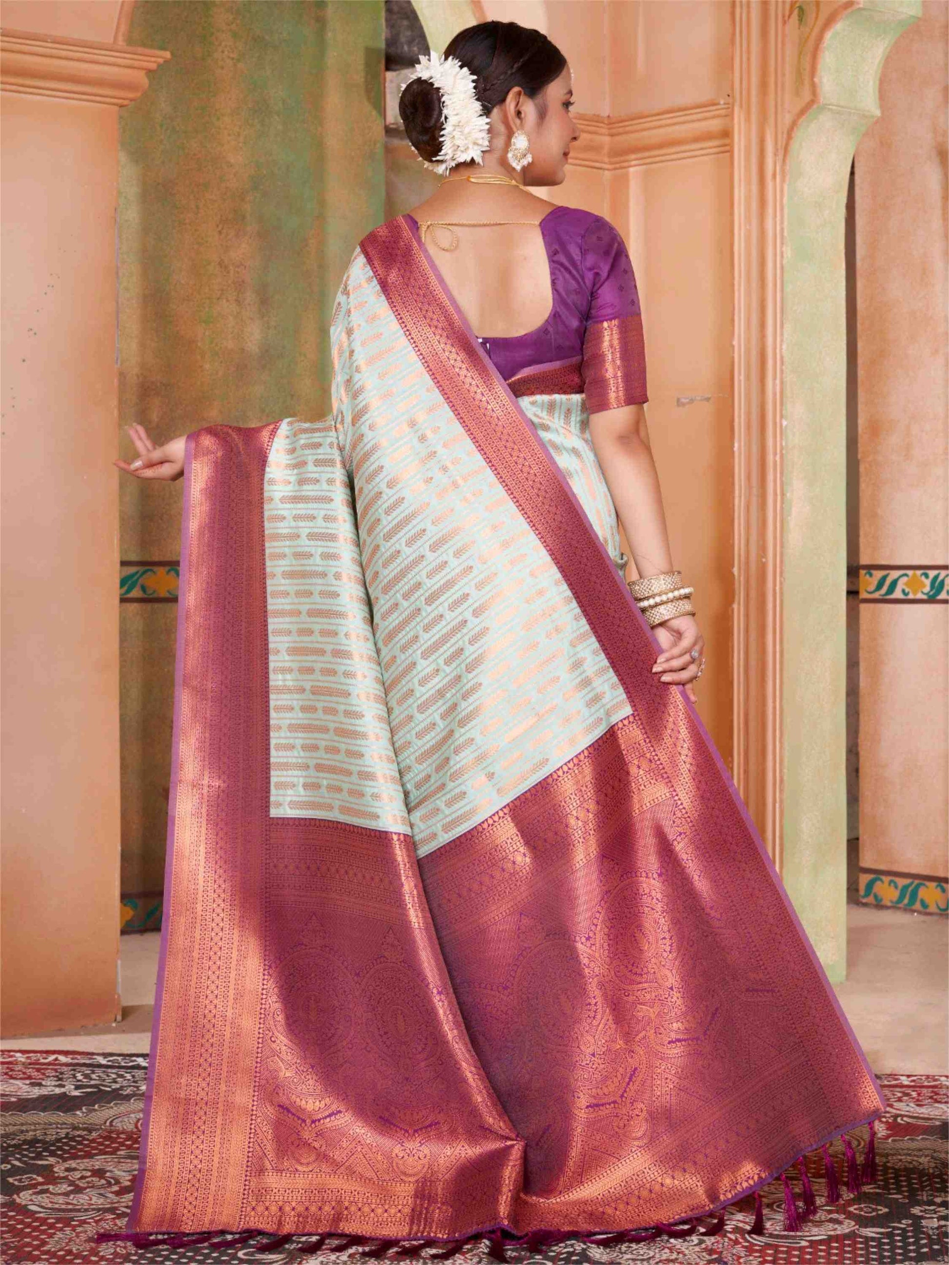 Mint Green Kanjivaram Silk Saree