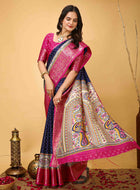 Navy Blue Dola Silk Cotton Saree