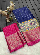 Navy Blue Dola Silk Cotton Saree