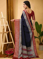 Navy Blue Dola Silk Cotton Saree