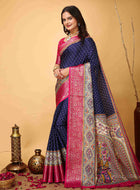 Navy Blue Dola Silk Cotton Saree