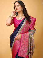 Navy Blue Dola Silk Cotton Saree
