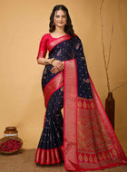 Navy Blue Dola Silk Saree