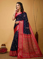 Navy Blue Dola Silk Saree