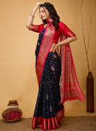 Navy Blue Dola Silk Saree