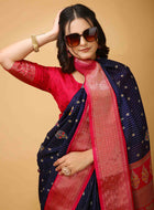 Navy Blue Dola Silk Saree